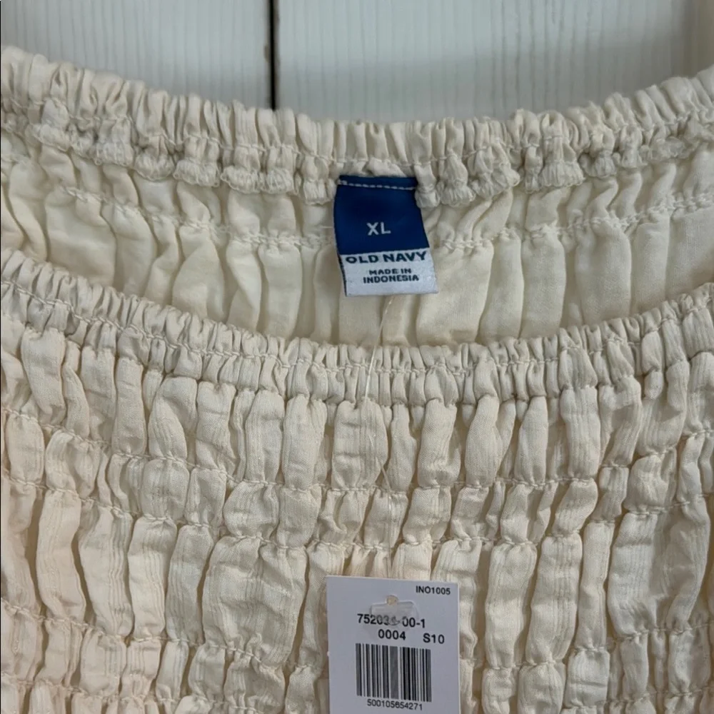Old Navy Cream Puff Sleeve Smocked Blouse